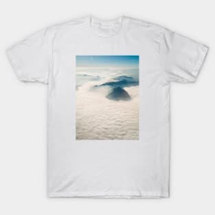 Aerial landscape with cloud covered mountains T-Shirt